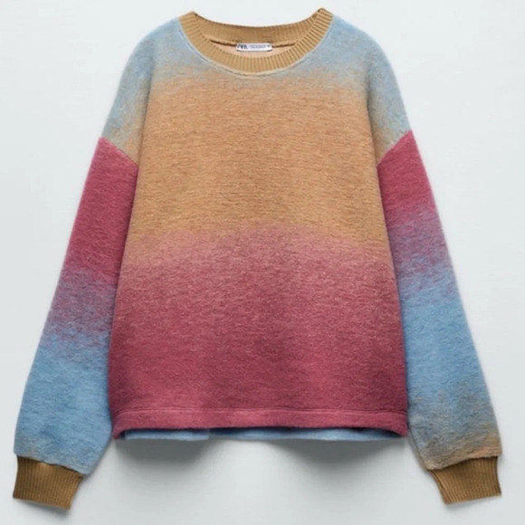Zara Sweaters - Zara Soft Tie Dye Sweatshirt Sweater Wool Blend Long Sleeve Round Neck, Size S